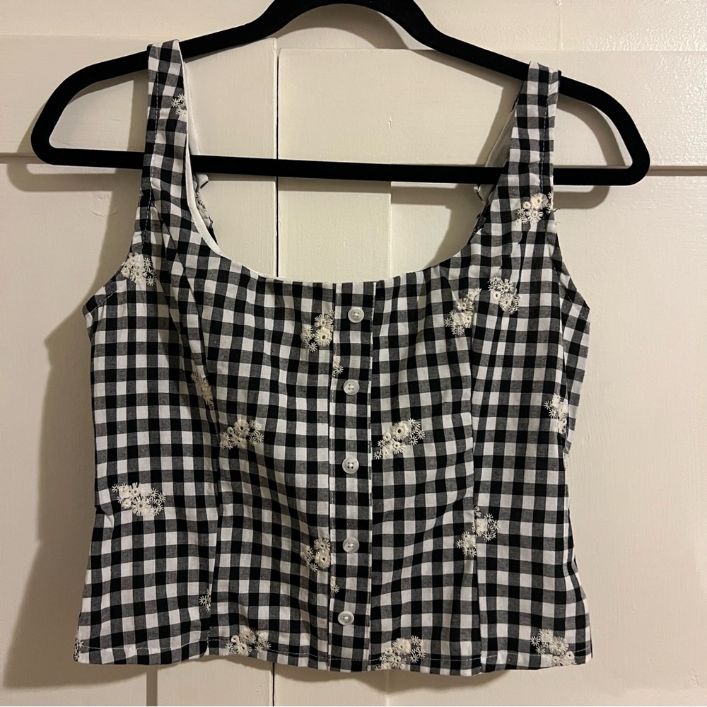 Black and White Checkered Women's Crop Top